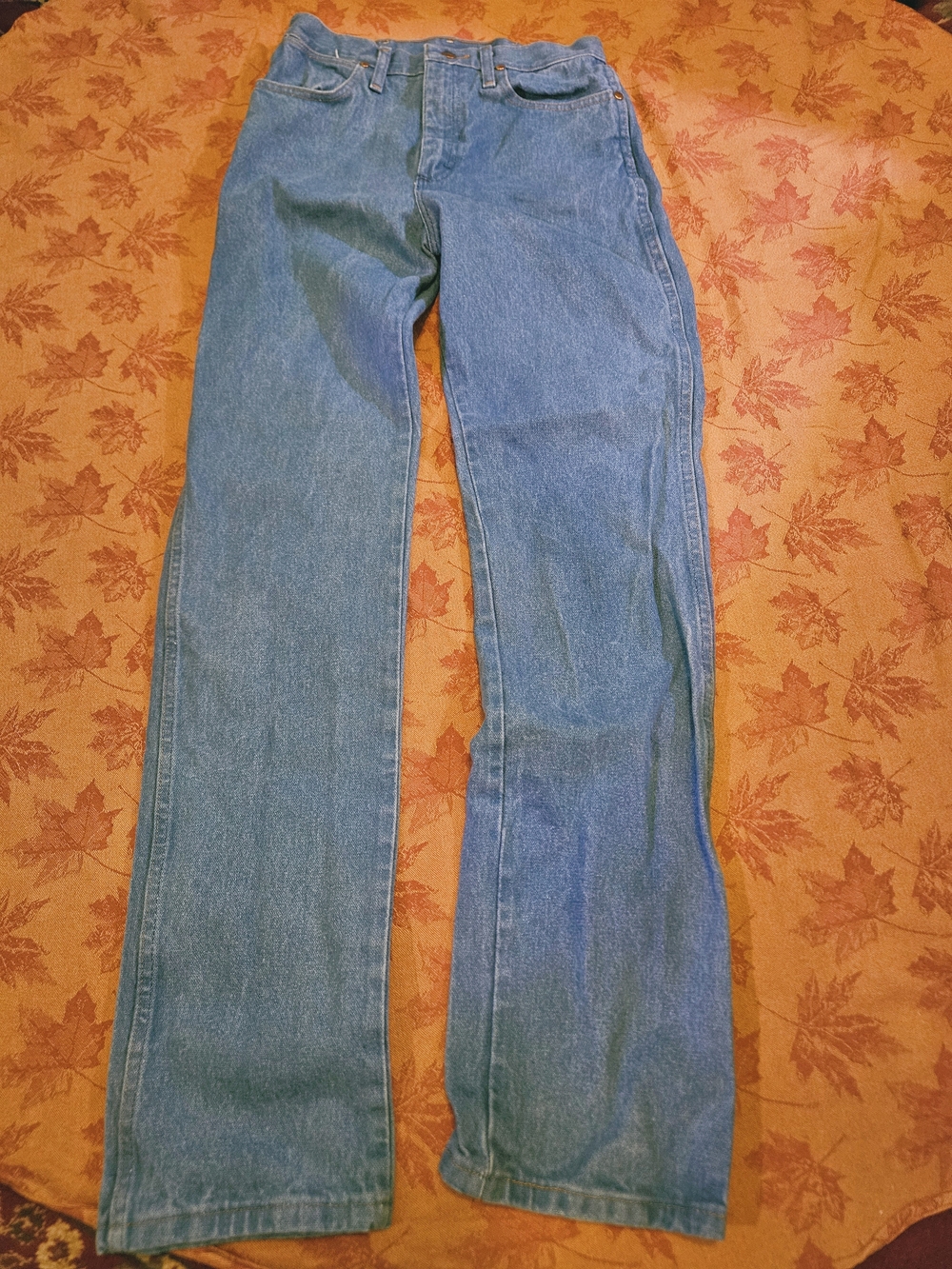 Retro Straight-Leg Wrangler High Waisted Acid Wash Jeans